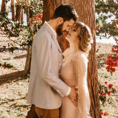 Couple standing together in a park